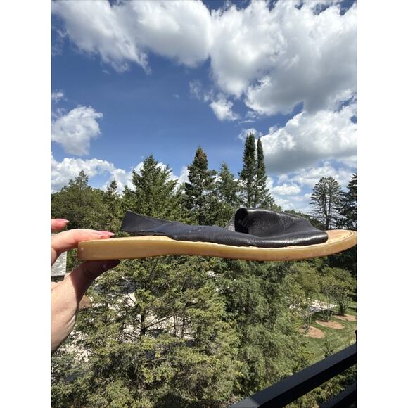 Born Inlet Slingback Sandals Womens 9M Black soft Leather Peep Toes Shoes - Picture 12 of 14